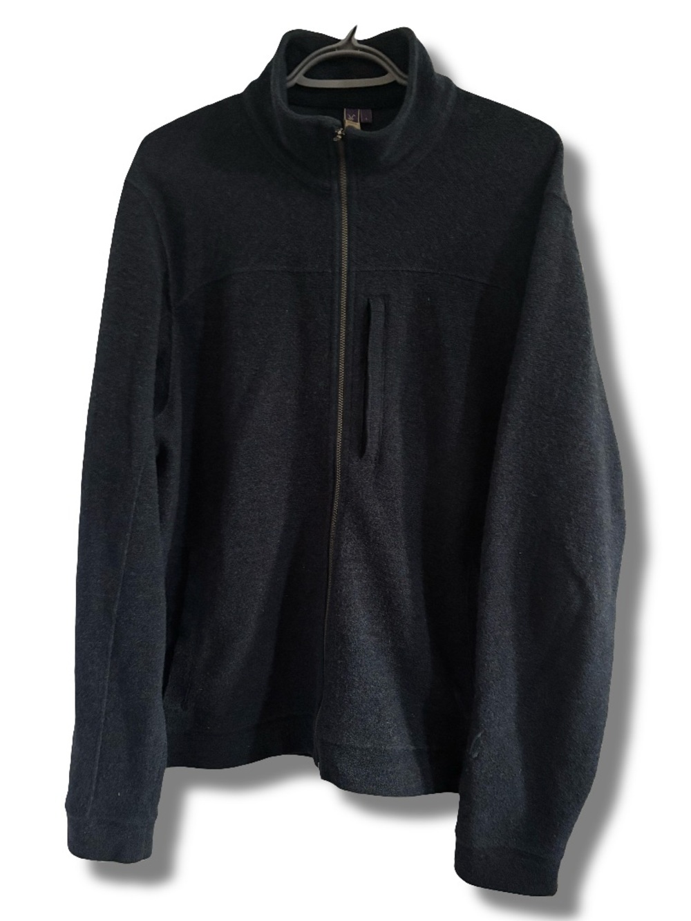 Ibex Scout Jura Merino Wool Full-Zip Fleece Sweater Navy Blue Size Large